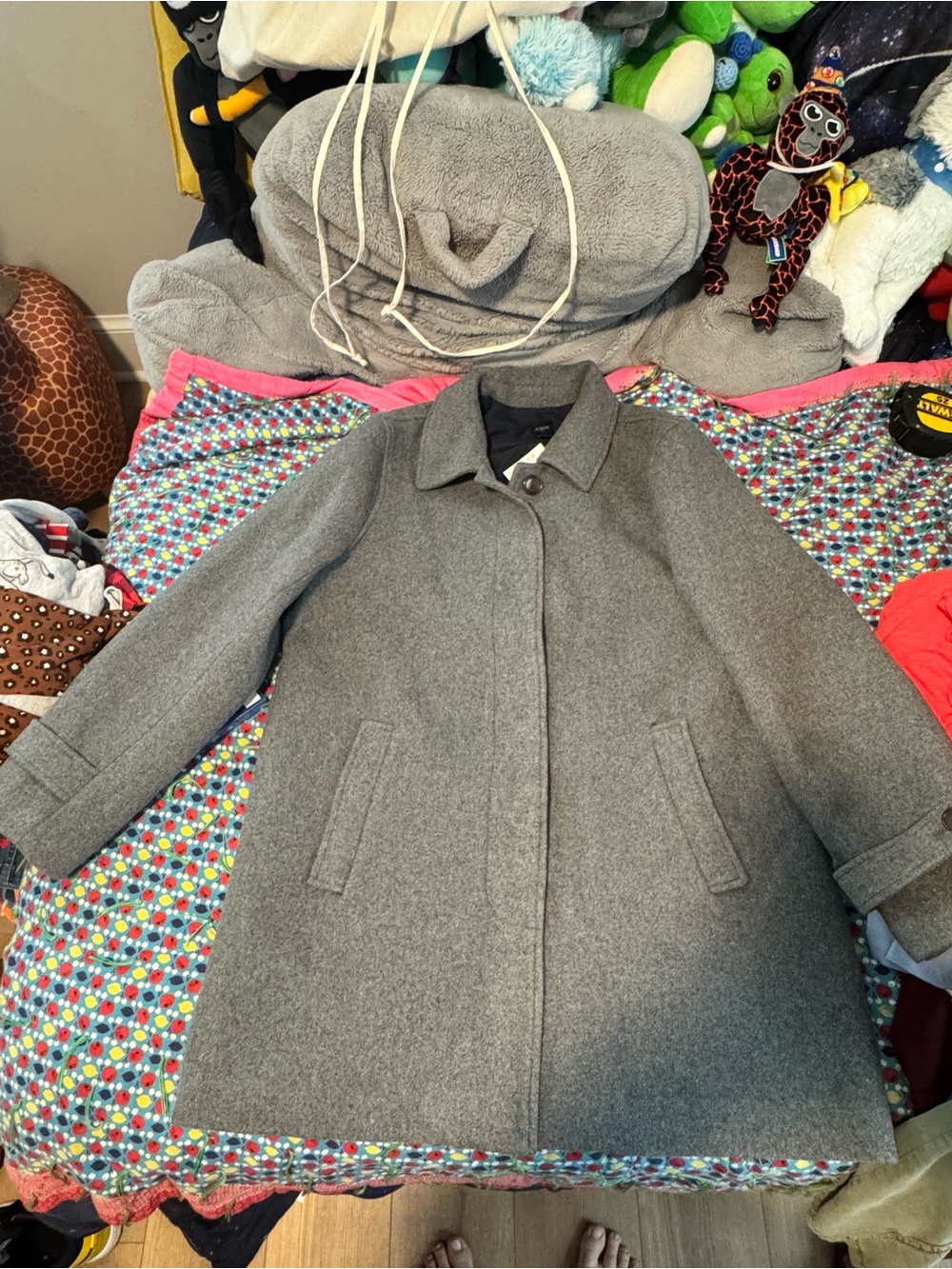 Women’s Gray Wool Blend Driving Coat - Picture 2 of 13